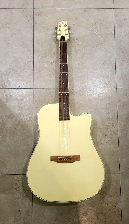 Boulder Creek Guitars ECR4-BC Acoustic-Electric Solitaire Dreadnought Guitar ; Gloss Butter Cream