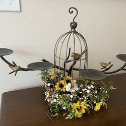 Bird Cage Candle Holder Floral Arrangement 