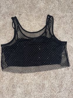 Sincerely Jules Black Mesh Crop Top - Size 