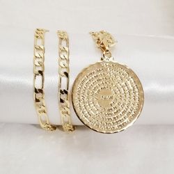 Padre Nuestro Men's Necklace. 14K Gold Plated. New