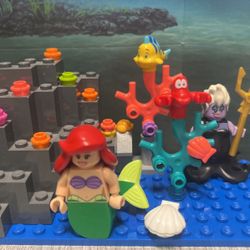 Lego Disney Princess Ariel, Ursula, Flounder And Sebastian Minifigures 