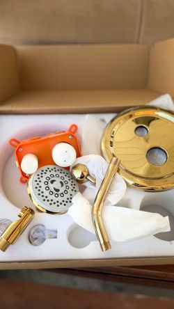 Gold Shower System Set with Rain Head