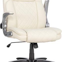 😀 Okeysen Ergonomic Executive Office Chair 400lbs Home Desk Leather Chair with Adjustable Flip-up Armrests, Conference Room Chairs, Wide Seat for Hea