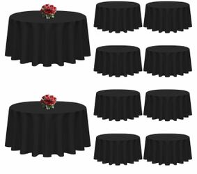 10 Pack Black Table Cloth Round 120 inch Black Tablecloths for Round Tables