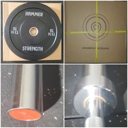 New Olympic 7ft 45lbs Barbell And Two 10lb Plates & Clips Included