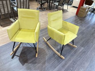 #FD022301 Set of 2 Morden Velvet Rocking Chair, Upholstered Accent Rocker Chair, Comfy Side Armchair for Living Room and Bedroom,Yellow