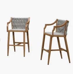 Set of 2 Purple Leaf Patio Bar Chairs