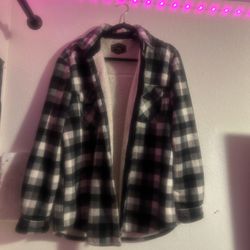 Trademark Dry Goods Co. Black & White Plaid Shacket (Fleece Lined)