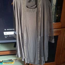 Grey R&M Richard Dress And Cardigan 