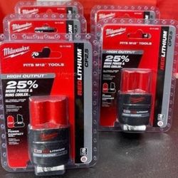 Milwaukee New 2.5 High Output Battery M12 $65 Each One 