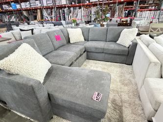 Grey Fabric Sleeper Sectional sofa