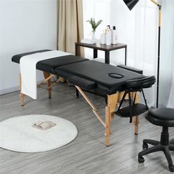 Massage Table Portable Lash Bed Spa Bed Massage Bed Foldable Spa Tables Adjustable 2 Fold with Non-Woven Bag 24 inch, Black