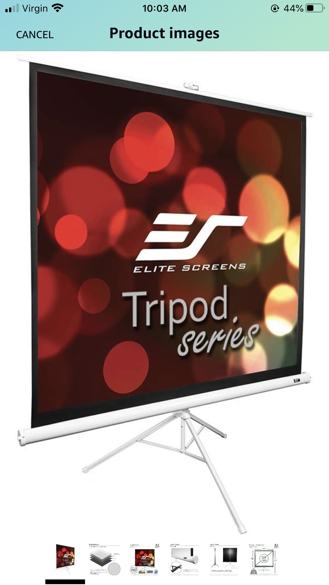 Projector with tripod screen