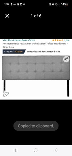 Amazon Basics Faux Linen Upholstered Tufted Headboard - King, Grey