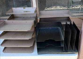 Vintage Metal Desk File Organizers
