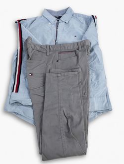 Tommy Hilfiger Men's Gray Chino Pants and Tommy Hilfiger men’s shirt.