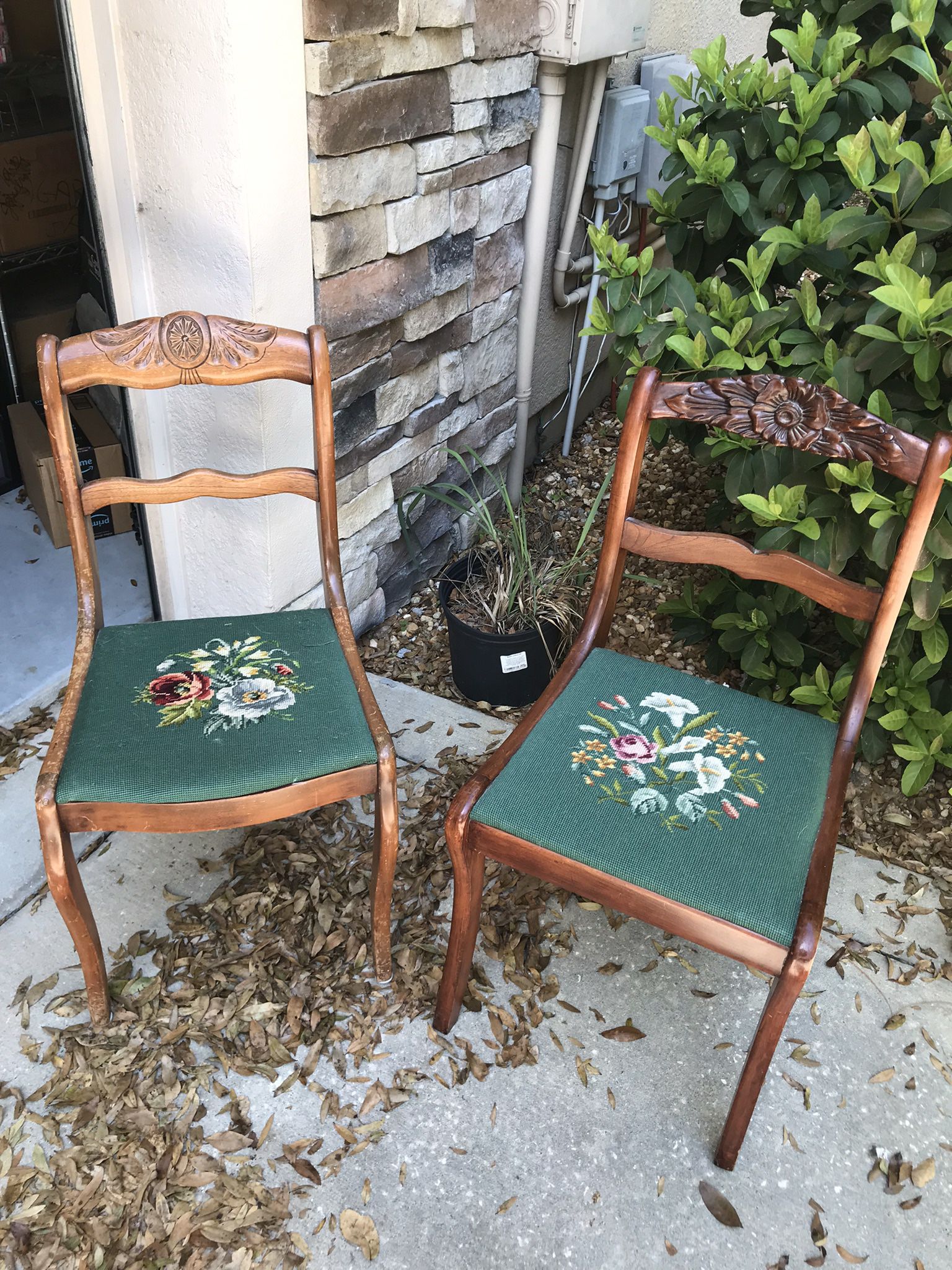 Antique Chairs ,Needlepoint Seat 