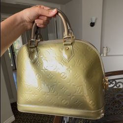 Louis Vuitton Alma Vernis Gris Gold /Vert /Authentic 