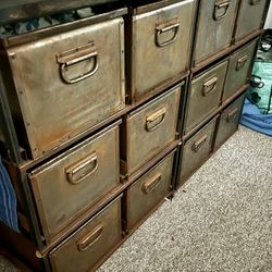 Vintage NYC 12 Unit Steel File Cabinet. 