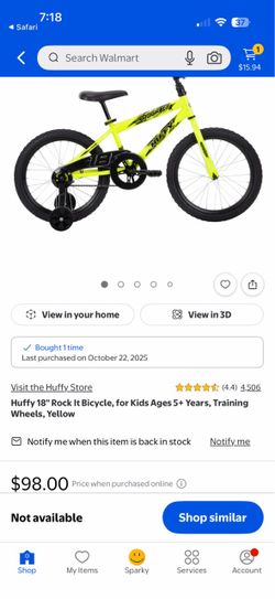 Huffy 18" Rock It Kids Bicycle Yellow
