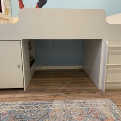 Loft Bed  with Cabinet And Shelf