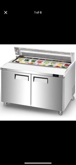 60’’ W Commercial Salad Bar Refrigerator with 2 Doors, Refrigerated Salad Food Prep Table for Restaurants