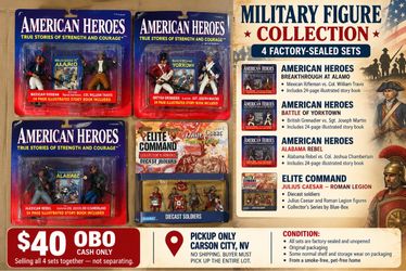 VINTAGE MILITARY FIGURE COLLECTION — AMERICAN HEROES & ROMAN SOLDIERS — 4 SEALED SETS — $40 OBO