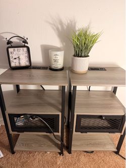 Small grey side tables