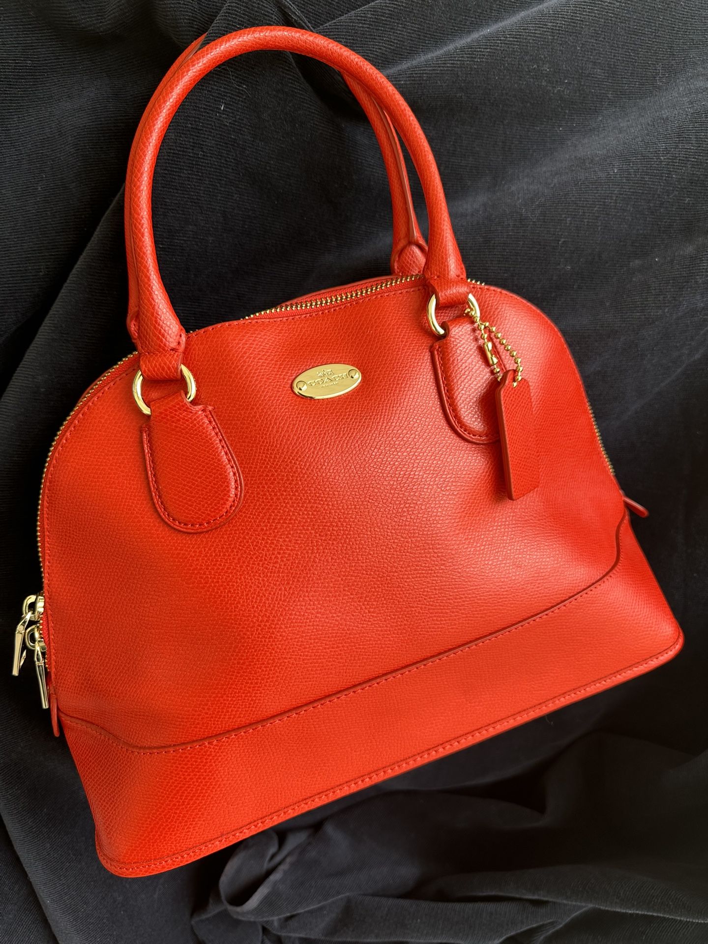 Authentic Coach Orange Leather Handbag F33909