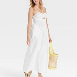 Women's Smocked Cut-Out Maxi Sundress - Universal Thread White L