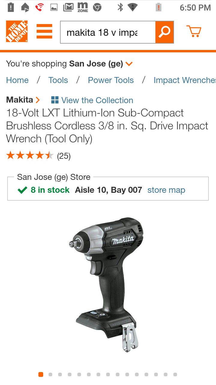 Makita **brand new in box** 18-Volt LXT Lithium-Ion Sub-Compact Brushless Cordless 3/8 in. Sq. Drive Impact Wrench (Tool Only)