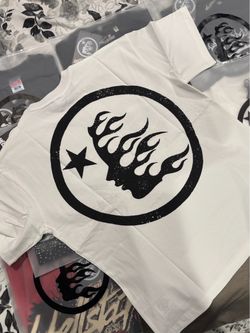 WHITE RHINESTONE HELLSTAR T-SHIRT