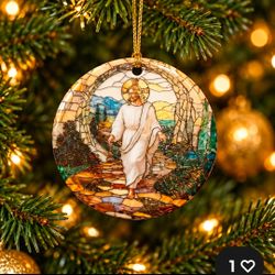 Jesus Stained Glass Christmas Ornament