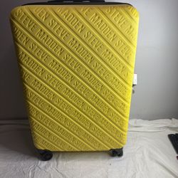 Steve Madden Yellow Embossed Logo Hardside Spinner Luggage Suitcase