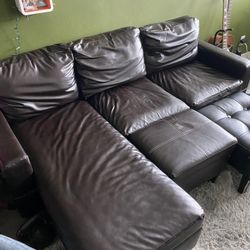 Brown Leather Sectional Sofa