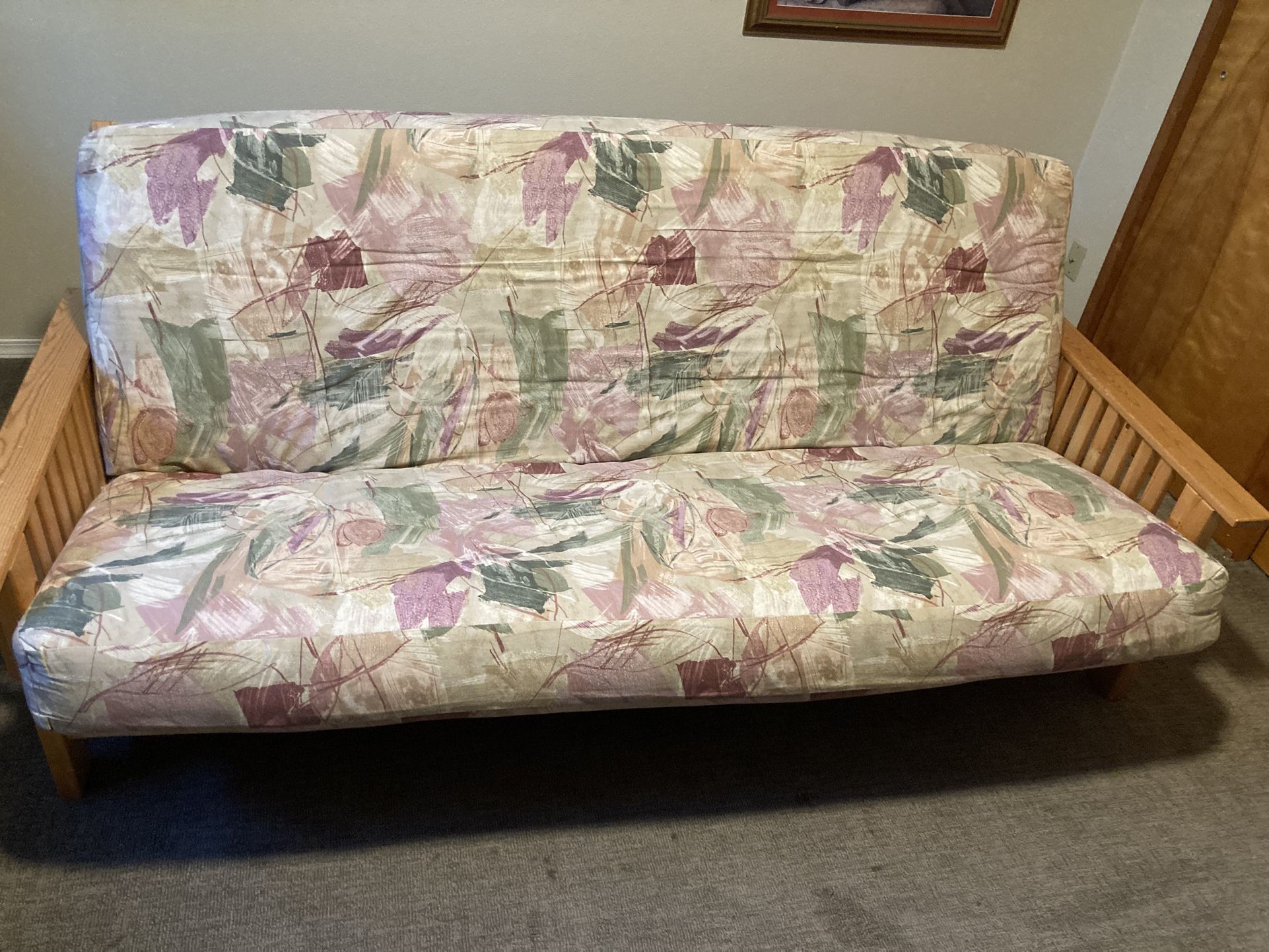 Queen Size Futon, Cover,  And Shaker Style Frame