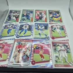 NFC West Football Cards (12) Brock Purdy, Joe Montana, JSN, Matthew Stafford