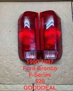 #OT123 FIT 90-1997 Ford Bronco / F-150 /F-250 /F-350 Red OE Style Halogen Taillight Tail Lights Pair Set