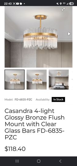 Glossy bronze glass bar flushmount