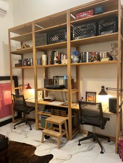 Huge 2 person desk shelving system bookcase