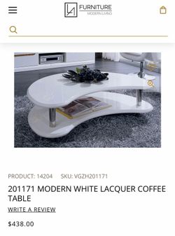 C- shaped white Lacquered Coffee table