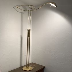 1970s Vintage Brass Twin Double Holtkotter Floor lamp