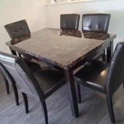 7pcs FAUX Marble Dining set