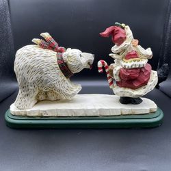 David Frykman 1996 Santa & Polar Bear Licking Candy Cane Figurine 