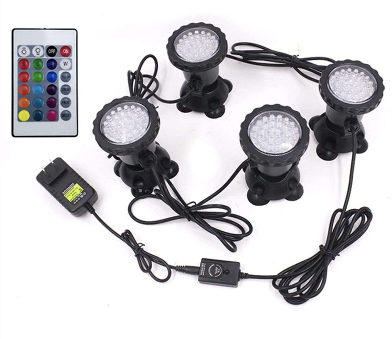 Underwater LED Light, Waterproof RGB 36 LED Underwater Lamp for Pool Fountains, Pond, Water, Garden, Aquarium, Pond Lights (Color: Set of 4 Bulbs)