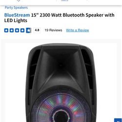 BlueStream 15" 2300 Watt Bluetooth Speaker with LED Lights