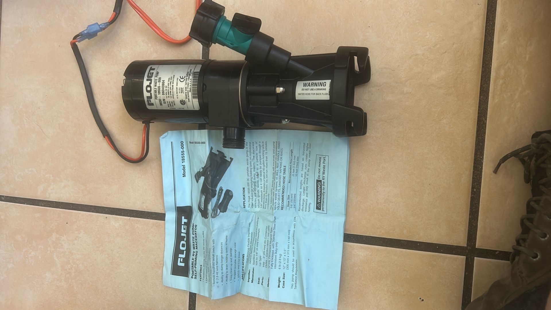 FLOJET Portable Waste Pump For Campers