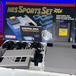 Nintendo NES SPORTS SET Console TESTED CIB video game World Cup V'Ball system