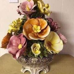 Vintage floral centerpiece made in Italy Bassano (16.5” tall)