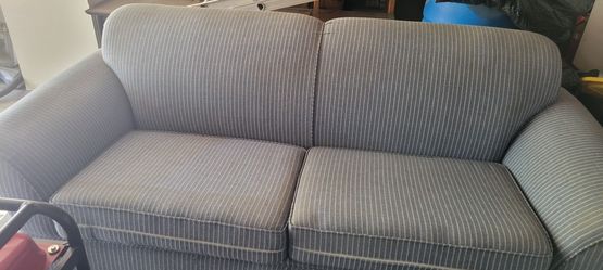Blue and White Striped Sofa Two Seater